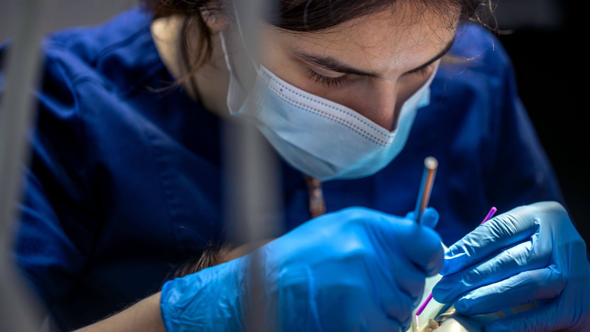 A dentist treating a patient with bleeding gums while addressing the question is gingivitis contagious