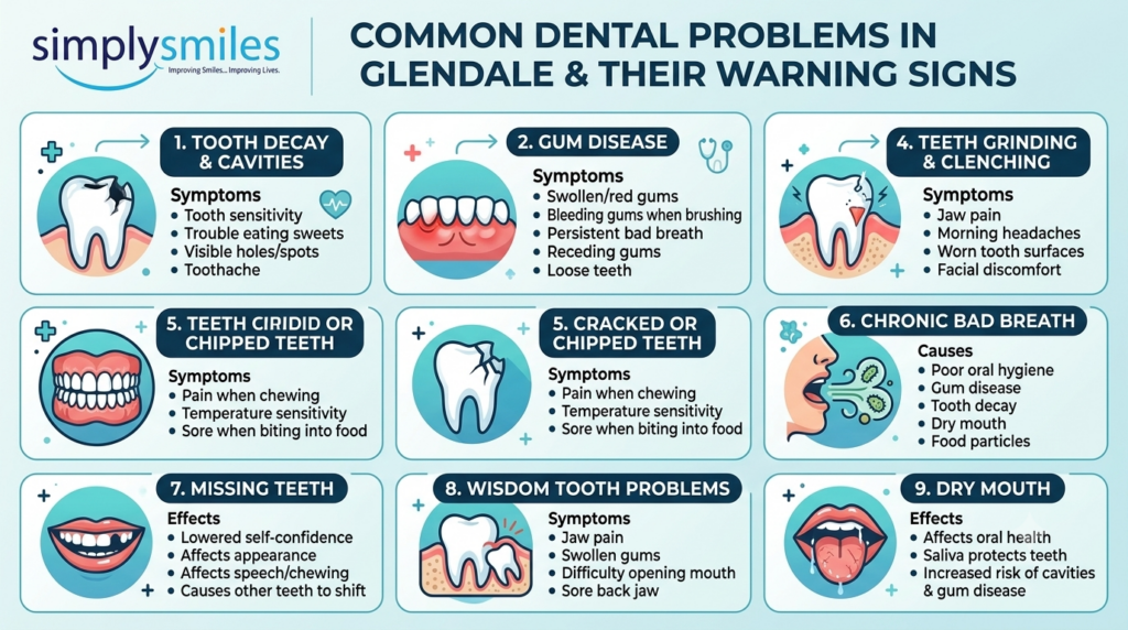 common dental problems in glendale and thier warning signs